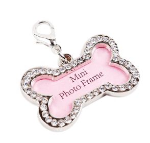 Bone Shape Rhinestone Writable ID Tag