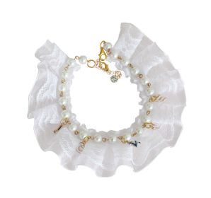Luxurious Pearls and Lace Pet Collar