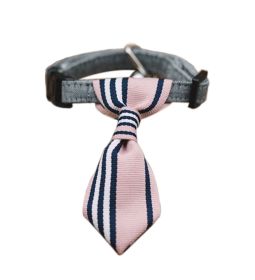 Adjustable Pink With Vertical Blue Stripe Dog Collar Tie