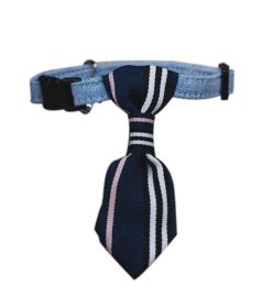Adjustable Blue & White Stripe Business Tie Collar