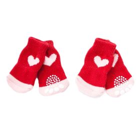4 Pcs Red Hearts Dog Knitted Pet