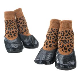 4 Pcs Leopard Print Knitted, Coated