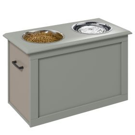 Raised Dog Feeding Station with 2 Side Handles