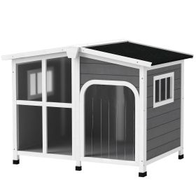 Cabin-Style Wooden Dog House