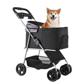 35 lb Weight Capacity, Foldable Pet Stroller With Detachable Carrier