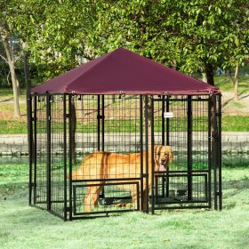Medium Size Outdoor Dog Kennel Up to 33 lbs With Rotating Doors for Feeding