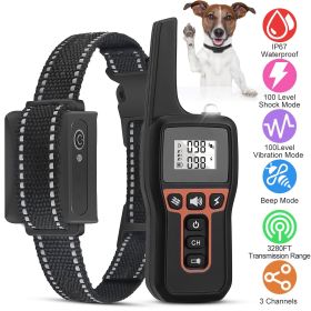3280FT IP67 Waterproof 3 Mode Dog Training Collar with 3 Channel Receiver