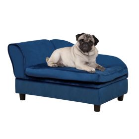 Luxury Chaise Lounge Small Dog Sofa Bed With Hidden Storage (Option: Blue)